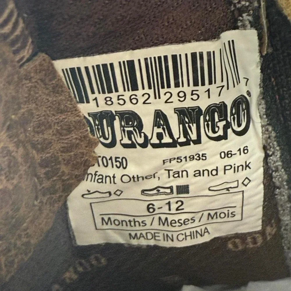 Durango Infant Cowboy Boots Pink Tan 6–12M